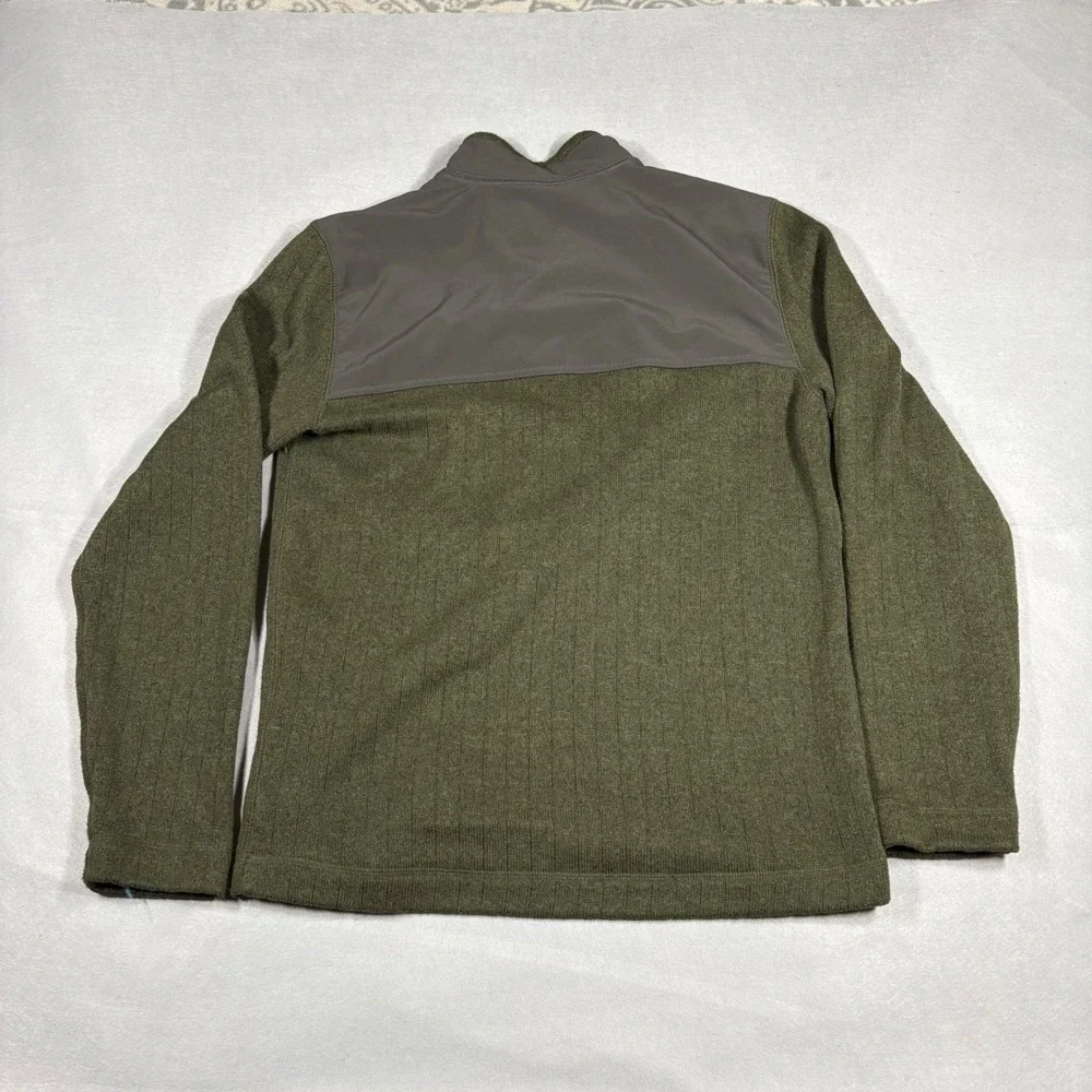 REI Co-op Mens Olive Green Ribbed Snap Neck Pullover Sweater Size Small